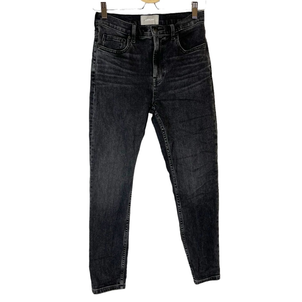 EUC Everlane Black Wash High Rise Skinny Ankle Jeans - Picture 2 of 10